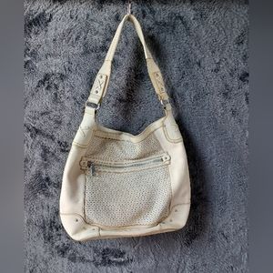 Fossil Cream Laser Cut Satchel Shoulder Bag Vintage